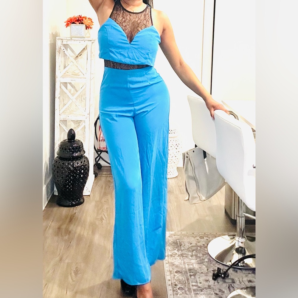 Sexy lace detail palazzo pant jumpsuit